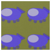 Blue Spaceship Fabric Stof (Close Up)
