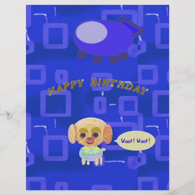 Blue Spaceship Puppy Letterhead Briefhoofd (Voorkant)