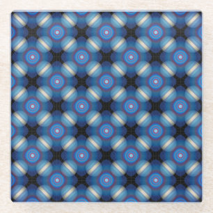 Blue Spacey geometrisch Glazen Onderzetter