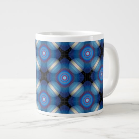Blue Spacey geometrisch Grote Koffiekop (Voorkant rechts)