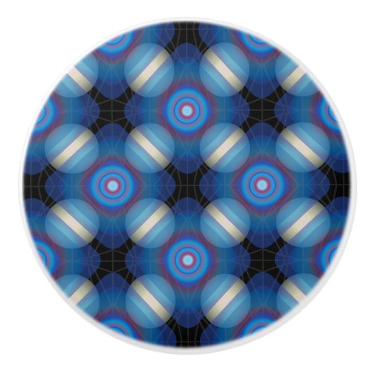 Blue Spacey geometrisch Keramische Knop (Voorkant)