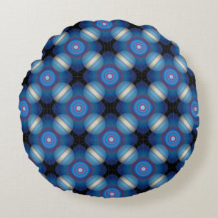 Blue Spacey geometrisch Rond Kussen