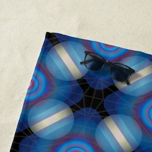 Blue Spacey geometrisch Strandlaken (In situ)