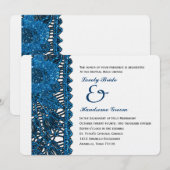 Blue Spangled Lace katholieke huwelijksuitnodiging Kaart (Voorkant / Achterkant)