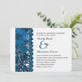 Blue Spangled Lace katholieke huwelijksuitnodiging Kaart (Staand voorkant)