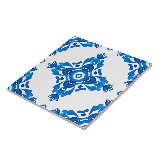 Blue Spanish Portuguese Patterned Tegeltje (Zijkant)