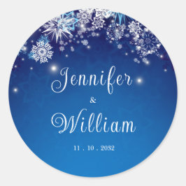 Blue Sparking Winter Wonderland Wedding Ronde Sticker