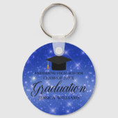 Blue Sparkle Afstuderen Chic Custom Afstuderen Sleutelhanger (Achterkant)