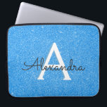 Blue Sparkle and Glitter Monogram Laptop Sleeve<br><div class="desc">Baby Blue Sparkle en Glitter Monogram Laptop Hoesje. Dit hoesje kan worden aangepast om uw initiaal en voornaam op te nemen. Als u overeenkomende items wilt,  neem dan contact op met de ontwerper.</div>