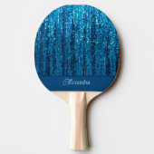 Blue Sparkle Bling Gepersonaliseerde Ping Pong Pad Tafeltennisbatje (Achterkant)