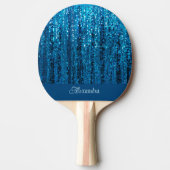 Blue Sparkle Bling Gepersonaliseerde Ping Pong Pad Tafeltennisbatje (Voorkant)