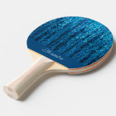 Blue Sparkle Bling Gepersonaliseerde Ping Pong Pad Tafeltennisbatje (Voorkant Gekanteld)