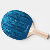 Blue Sparkle Bling Gepersonaliseerde Ping Pong Pad Tafeltennisbatje (Zijkant)