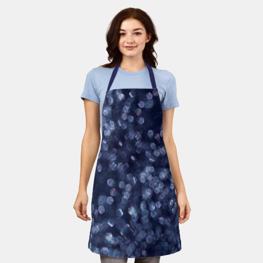Blue Sparkle Bokeh Lights Apron Schort (Gedragen)