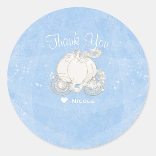 Blue Sparkle Carriage Assepoester Party Favor Ronde Sticker (Voorkant)