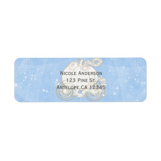 Blue Sparkle Carriage Assepoester Uitnodiging Etiket (Voorkant)