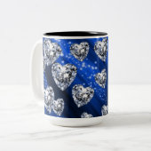 Blue Sparkle Diamond Hearts Mok (Voorkant links)