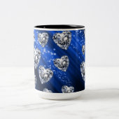 Blue Sparkle Diamond Hearts Mok (Center)