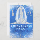 Blue Sparkle Diamond Wedding Dress Vrijgezellenfee Kaart (Voorkant)