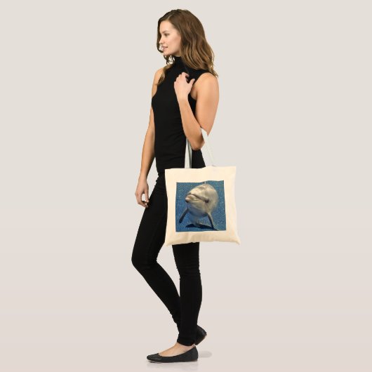 Blue Sparkle Dolphin met Diamonds Tote Bag (Voorkant (model))