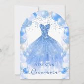 Blue Sparkle Dress Quinceañera Ballon Arch Kaart (Voorkant)
