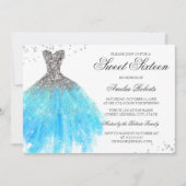 Blue Sparkle Dress Sweet Sixteen Uitnodiging (Voorkant)