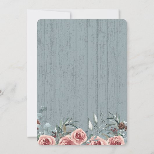 Blue Sparkle en Jar of Flowers Rustic Wedding Kaart (Achterkant)