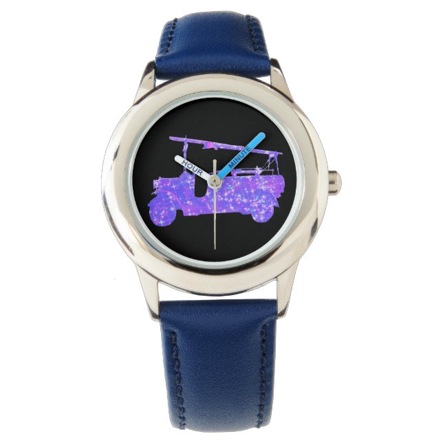 Blue Sparkle  Fire Trucks, Horloge (Voorkant)
