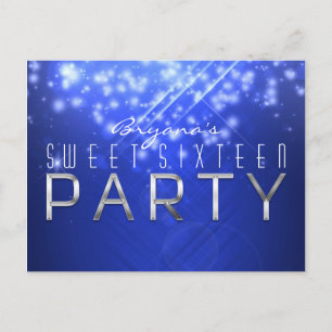 Blue Sparkle Glam Club Vibe PARTY Briefkaart