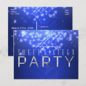 Blue Sparkle Glam Club Vibe PARTY Briefkaart (Voorkant / Achterkant)