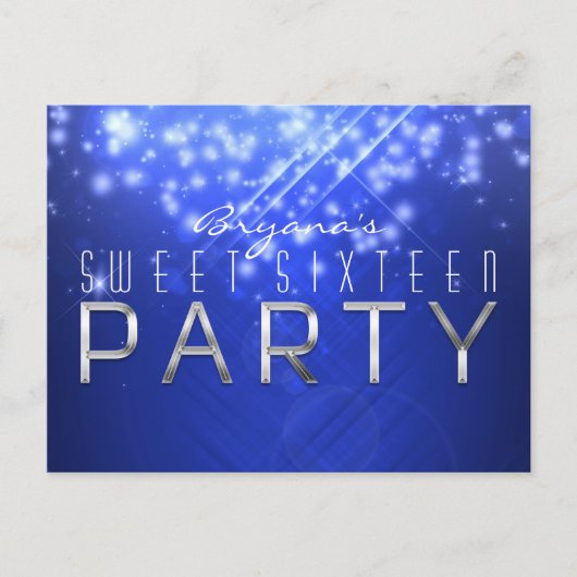 Blue Sparkle Glam Club Vibe PARTY Briefkaart (Voorkant)