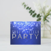 Blue Sparkle Glam Club Vibe PARTY Briefkaart (Staand voorkant)