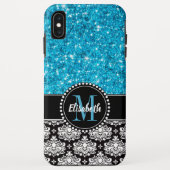 Blue Sparkle Glitter, Damask, Girly Mobile Case-Mate iPhone Case (Achterkant)
