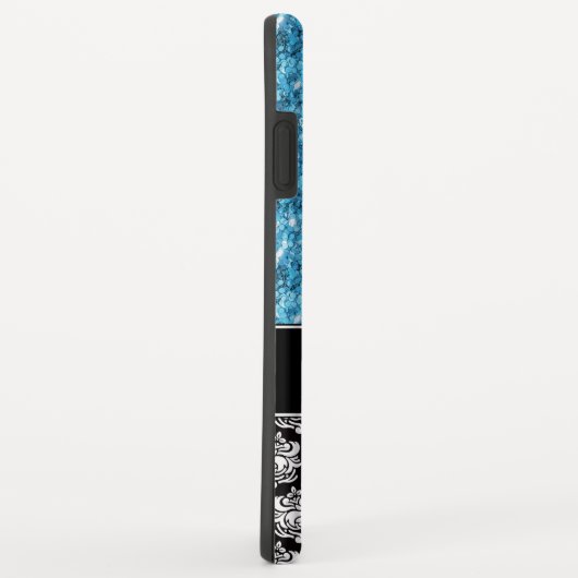 Blue Sparkle Glitter, Damask, Girly Mobile Case-Mate iPhone Case (Achterkant/rechts)