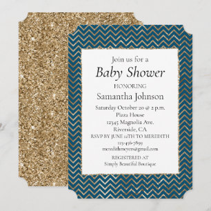 Blue Sparkle glitter goud zigzag Kaart