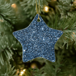 Blue Sparkle Glitter Keramisch Ornament