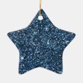 Blue Sparkle Glitter Keramisch Ornament (Voorkant)