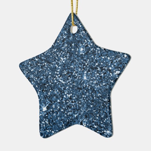 Blue Sparkle Glitter Keramisch Ornament (Links)
