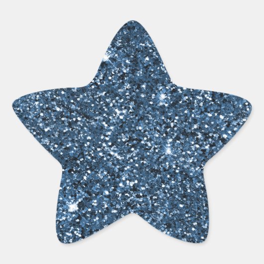 Blue Sparkle Glitter Ster Sticker (Voorkant)