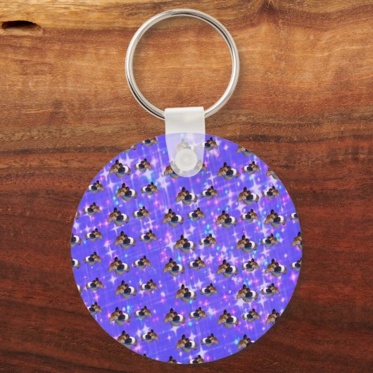 Blue Sparkle Guinee Pigs, Keyring Sleutelhanger (Achterkant)