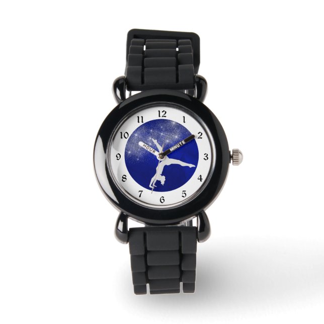 Blue Sparkle Gymnast Horloge (Voorkant)