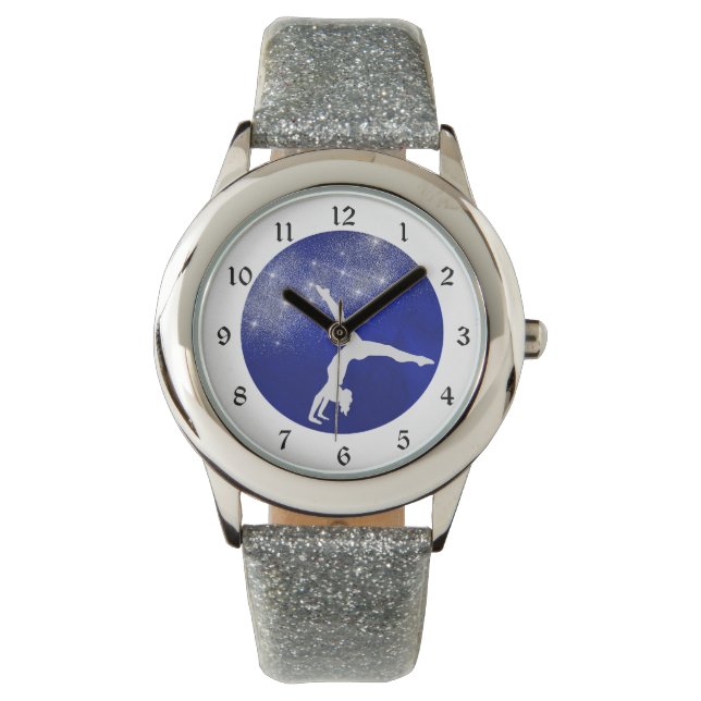 Blue Sparkle Gymnast Horloge (Voorkant)
