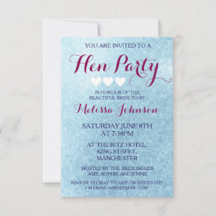 Blue Sparkle Hen Party Uitnodiging
