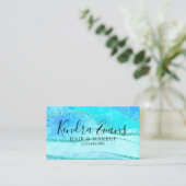 Blue Sparkle Holographic Style Glam Visitekaartje (Staand voorkant)