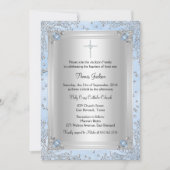 Blue Sparkle Jewel Baptism/Christening Invite Kaart (Voorkant)