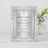Blue Sparkle Jewel Baptisme Christening Gold Kaart (Staand voorkant)