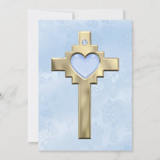 Blue Sparkle Jewel Baptisme Christening Gold Kaart (Achterkant)