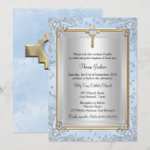 Blue Sparkle Jewel Baptisme Christening Gold Kaart (Voorkant / Achterkant)