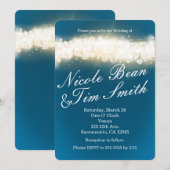 Blue Sparkle Lights Sky Blast Wedding Invitations Kaart (Voorkant / Achterkant)