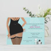 Blue Sparkle Lingerie Bridal Shower Invitation Kaart (Staand voorkant)
